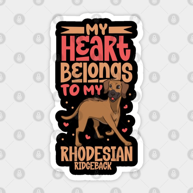 My heart belongs to my Rhodesian Ridgeback Sticker by Modern Medieval Design